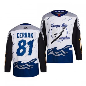 Tampa Bay Lightning tröja Erik Cernak 81 Adidas 2022-23 Vit Reverse Retro 2.0 Authentic - NHL Tröjor Herr